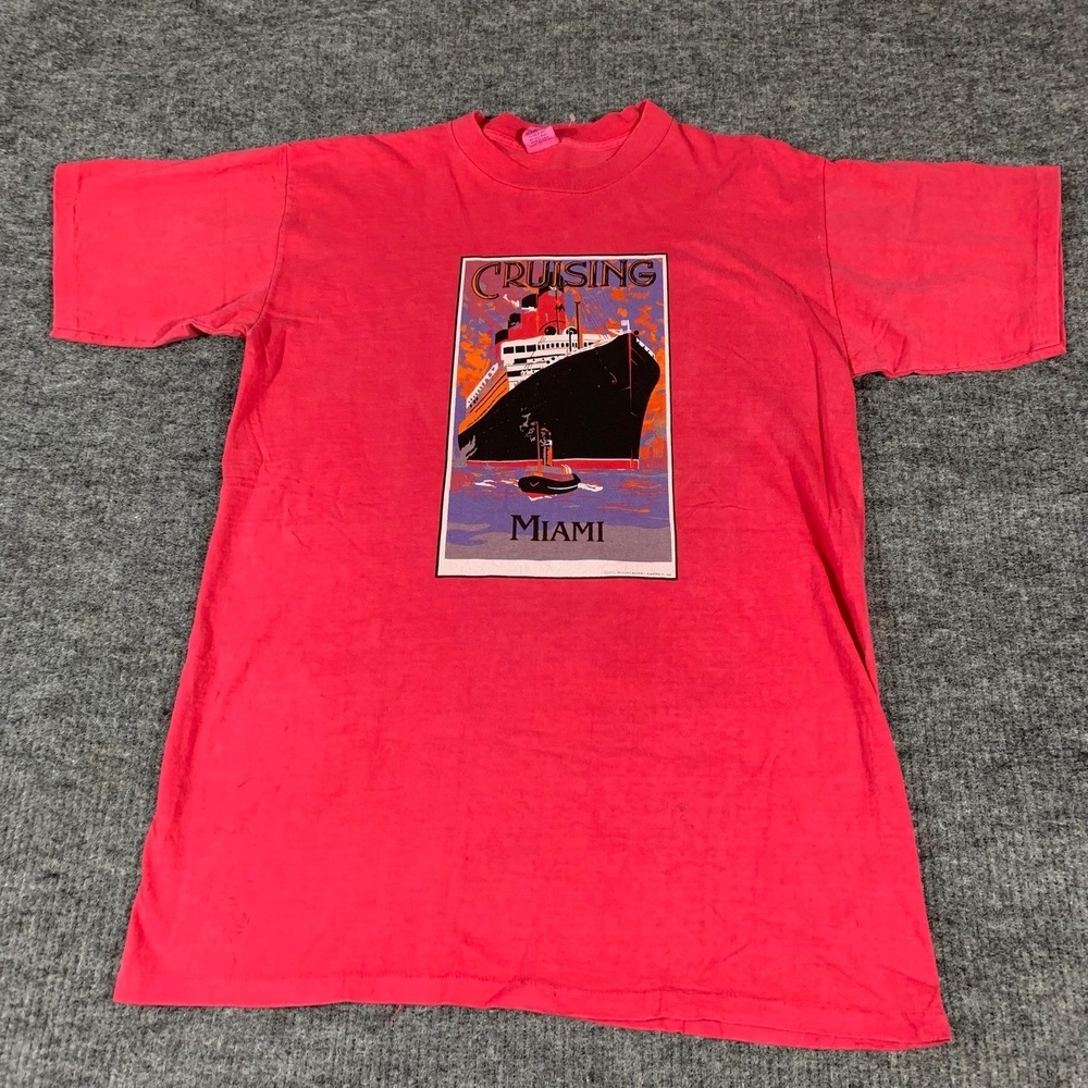 VTG Resort Works T Shirt Mens XL Pink Cruising Miami Cruise Single Stitch 90s